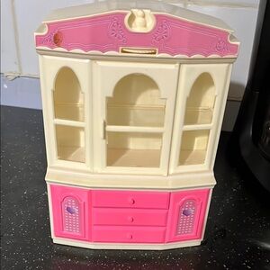 Barbie Size Pink and Cream Dollhouse Cabinet